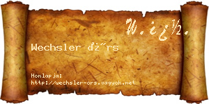 Wechsler Örs névjegykártya